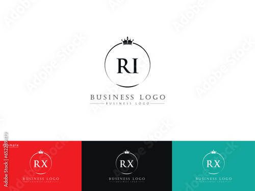 Luxury Ri ir Logo Image, Creative Crown Ri Logo Icon Vector Letter Design
