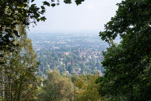 view from the top looking down on Great Malvern