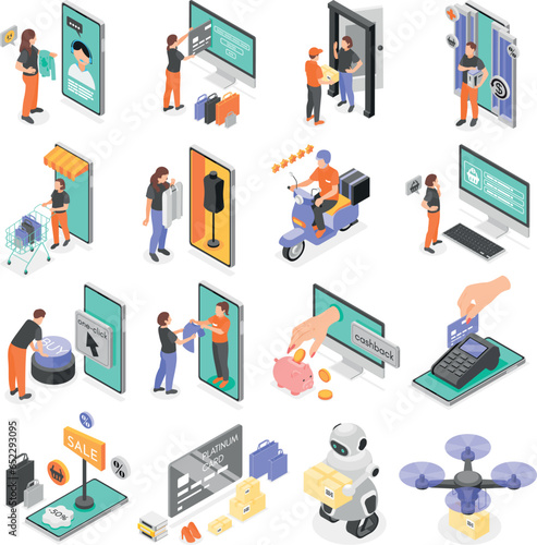 Online Shopping Isometric Set