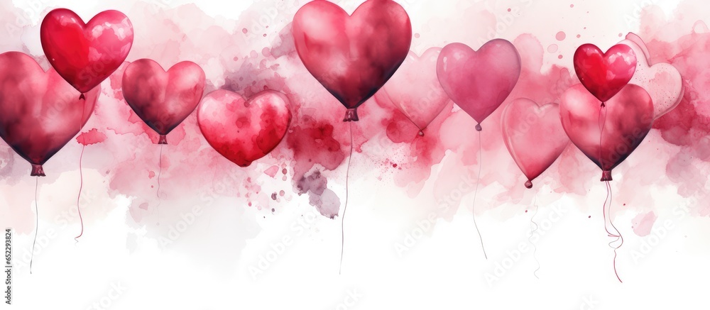 Valentine s balloons with watercolor details