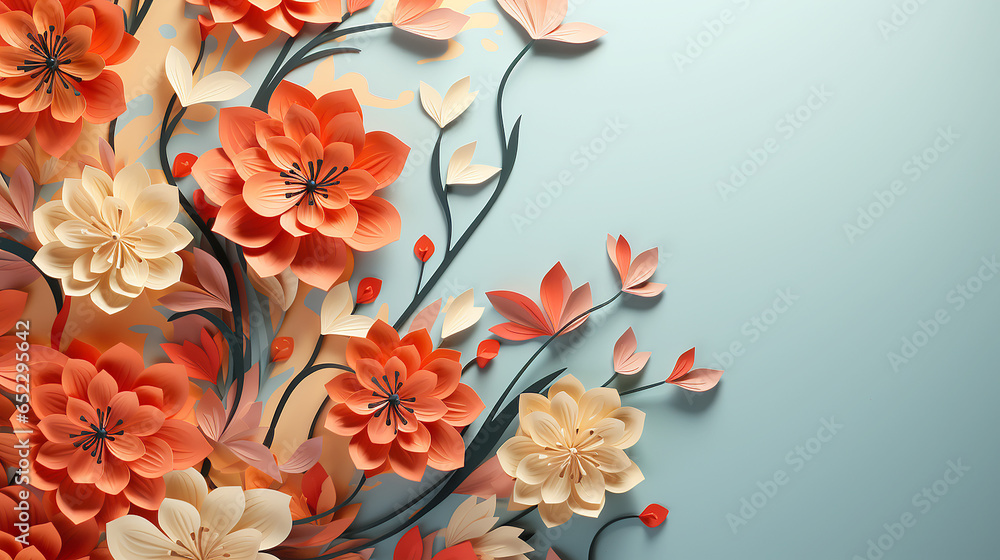 Wide format floral banner art illustration for design - obrazy, fototapety, plakaty 