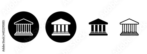 Bank icon set illustration. Bank sign and symbol, museum, university