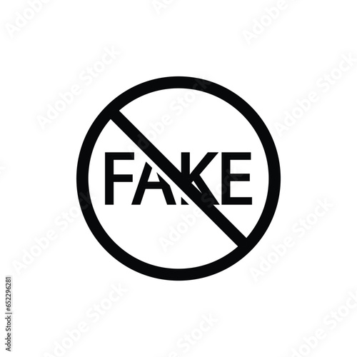  No fake  vector. Not allow fake news sign. The circle prohibiting sing 