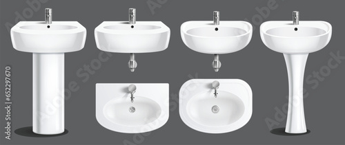 White Sinks Realistic Set