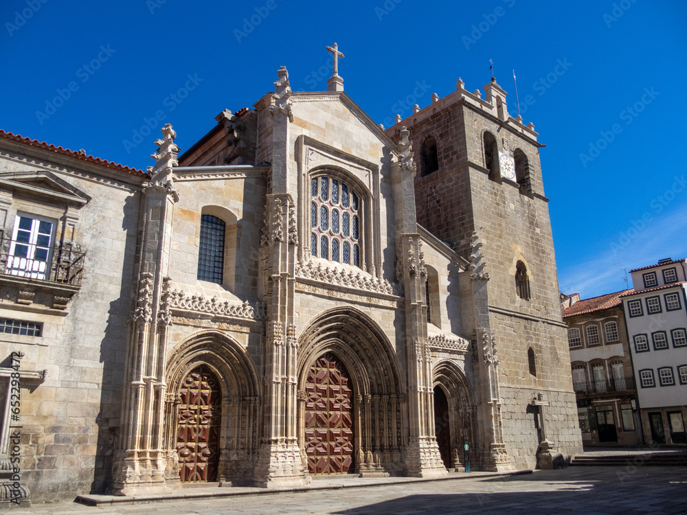 Facade of Lamego Cathedral (12th century). Norte, Portugal.