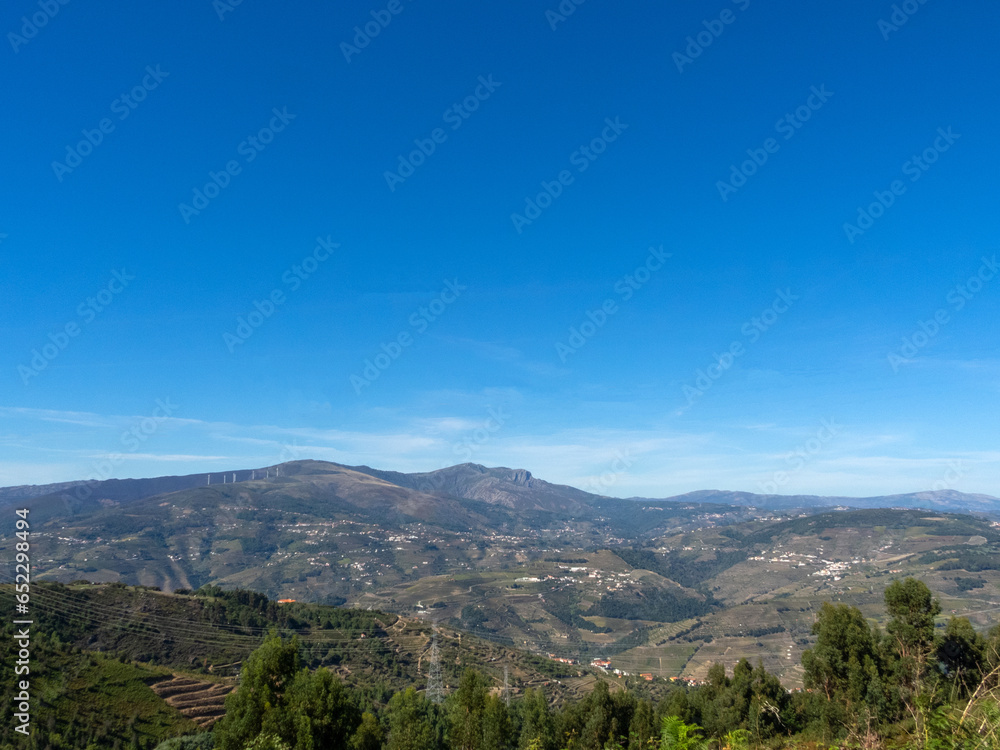 Panoramic view of the Marão Mountains. Trás-os-Montes and Alto Douro, Portugal.