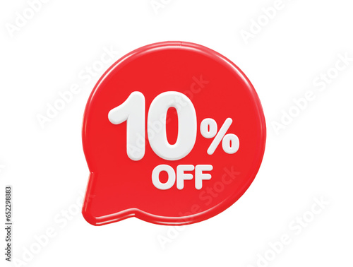 10 percent off text effect 3d rendering illustration