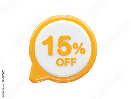 15 percent off text effect 3d rendering illustration
