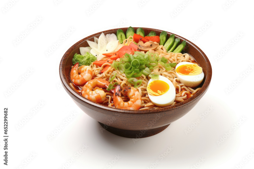 A mouthwatering bowl of Asian-style ramen, with a tantalizing mix of noodles and succulent shrimp, ready to tantalize your taste buds. A mouthwatering bowl of Asian-style ramen, with a tantalizing mix of noodles and succulent shrimp, ready to tantalize your taste buds.