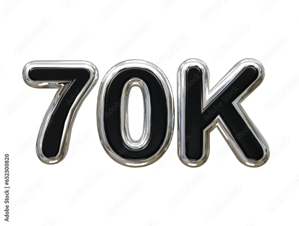 70k text effect 3d rendering illustration element 70k text effect 3d rendering illustration element