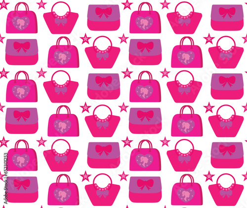 Seamless pattern with woman pink accessories. Seamless fashion accessories pattern. Pink trendy fashion accessories and clothing vector illustration.