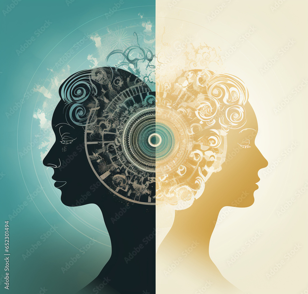 work of the left and right hemispheres of the brain Stock Illustration ...