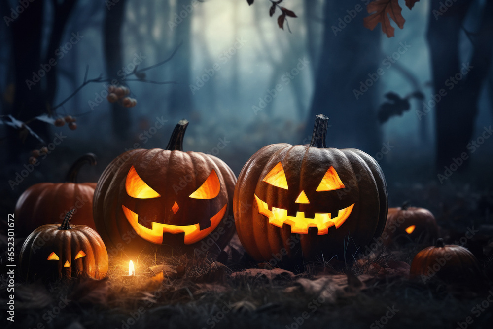 Halloween pumpkin head jack lantern with burning candles Halloween pumpkin head jack lantern with burning candles
