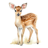 Cute deer watercolor illustration. PNG. Ai generated illustration.