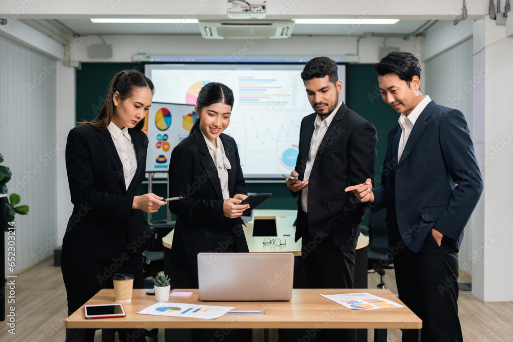 Asian business people team analyzing statistics financial. Team of businesspeople Meeting Conference Discussion Corporate Concept in office. Asian business people team analyzing statistics financial. Team of businesspeople Meeting Conference Discussion Corporate Concept in office.