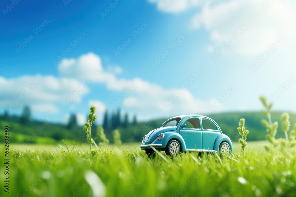 Car toy in grass