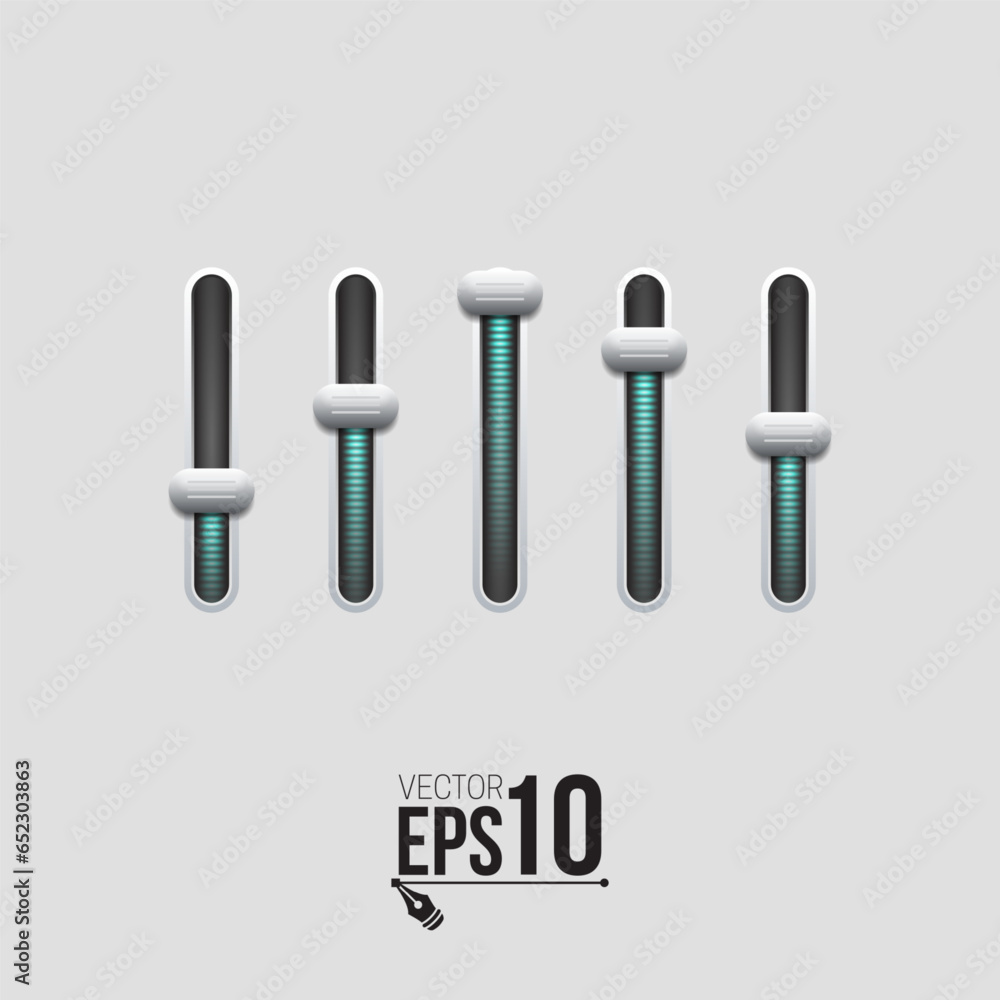 Power slider buttons. Web UI elements design. User interface. Vector illustration. Power slider buttons. Web UI elements design. User interface. Vector illustration.