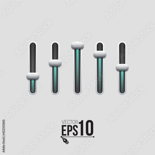 Power slider buttons. Web UI elements design. User interface. Vector illustration.