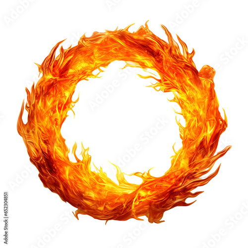 Fire circle isolated on white png transparent background generative ai