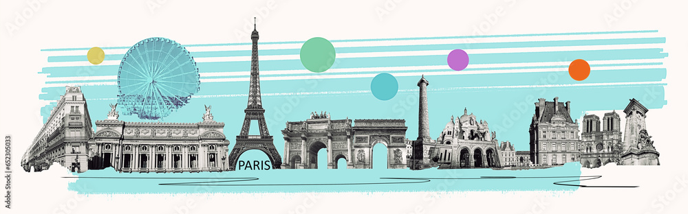 Contemporary design or art collage about Paris. Fashion vintage style. Travel, Vacation concept