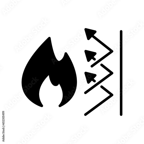 fireproof icon. Fireproofing support. Fire insulation, fire security system. Thermal reflective of flame burn. Danger protection Solid, Glyph. vector illustration. Design