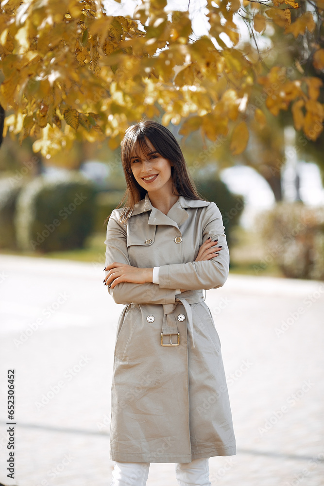 Elegant and stylish girl in a autumn park Elegant and stylish girl in a autumn park