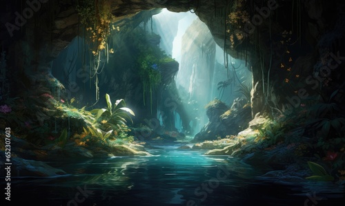 Photo of a serene waterfall in the heart of a lush forest