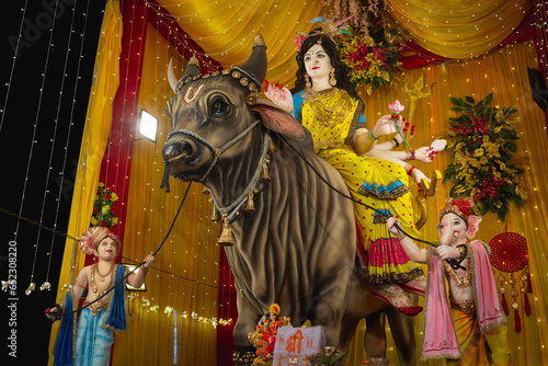 Idol statue of goddess maa durga in navratri festival photo