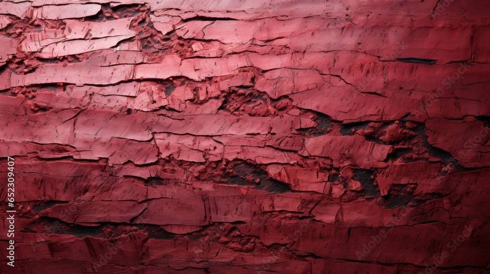 A maroon, abstract landscape of cracked surfaces evokes a sense of wildness and vulnerability