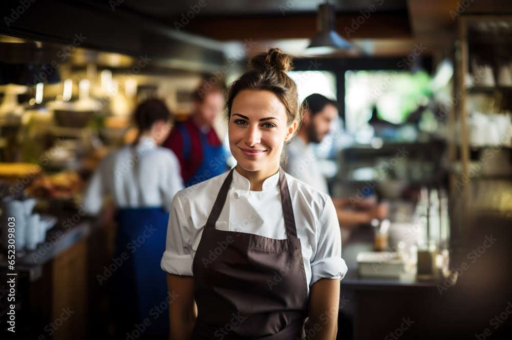 Photo of female chef in the restaurant