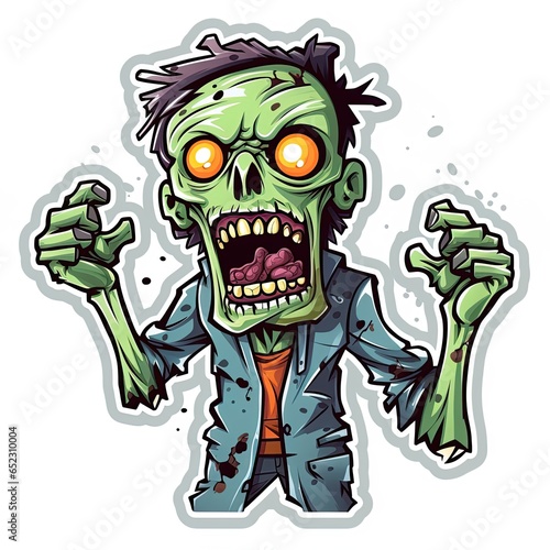 Frankenstein Monster sticker design on white background. Halloween monster illustration. Generative Ai