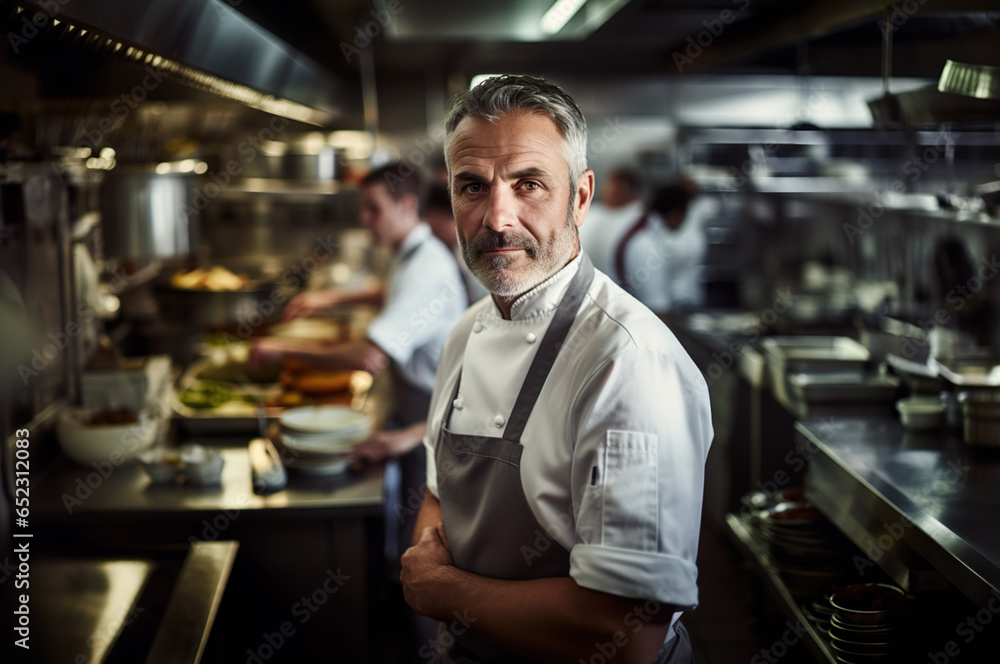 Photo of male chef in the restaurant Photo of male chef in the restaurant