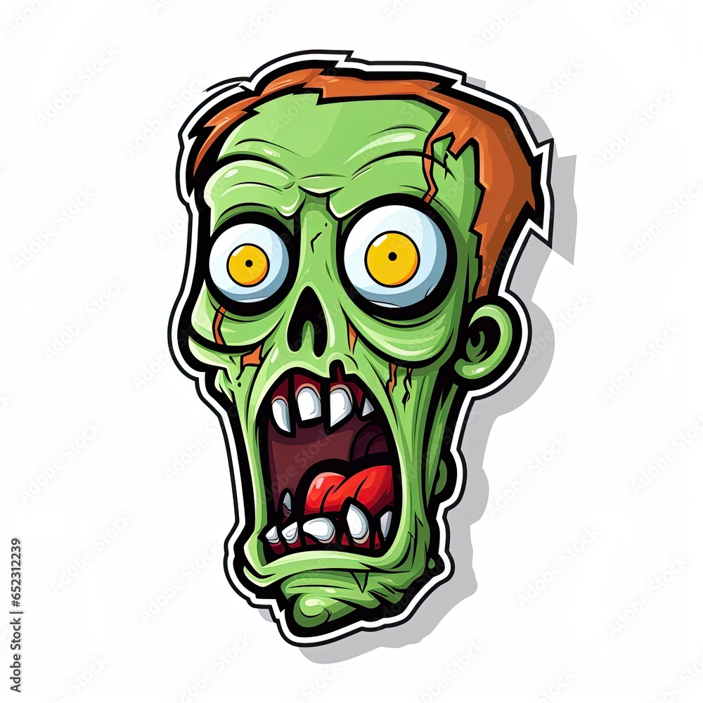 Fototapeta premium Frankenstein Monster sticker design on white background. Halloween monster illustration. Generative Ai