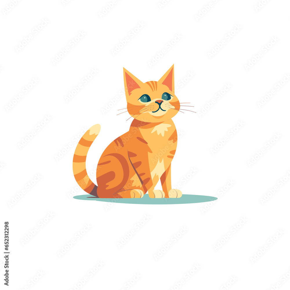 Fototapeta premium Cute cat sitting flat vector design