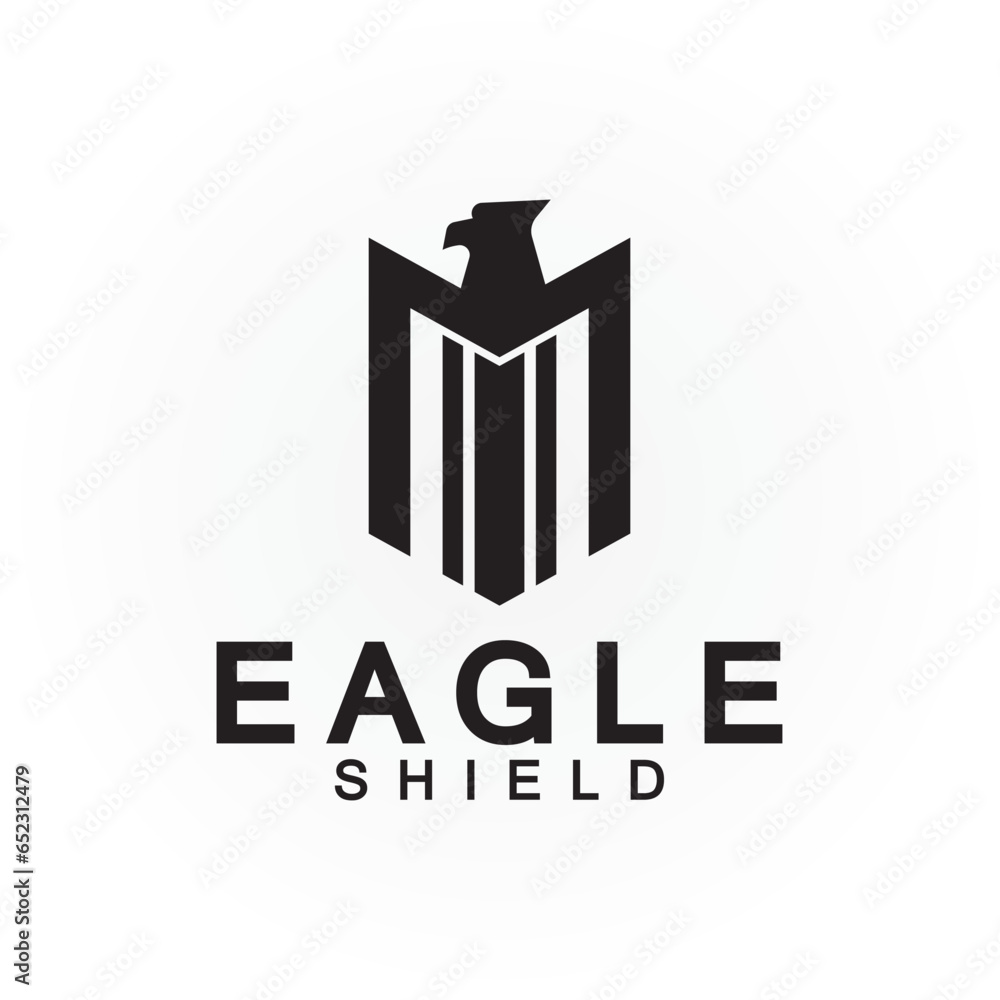 Obraz premium Eagle shield logo design, hawk head vector emblem logo element, bird, falcon emblem vector icon
