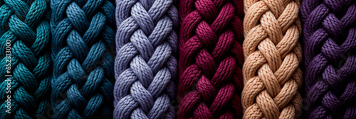 Extreme close-up shots illustrating the detailed texture of knitted wool patterns 
