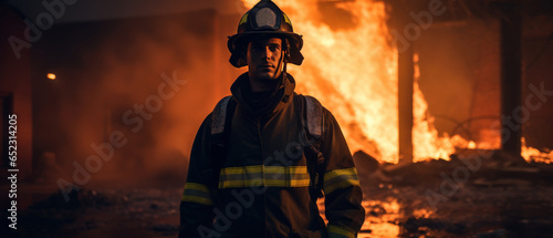 Portrait of a courageous firefighter in uniform