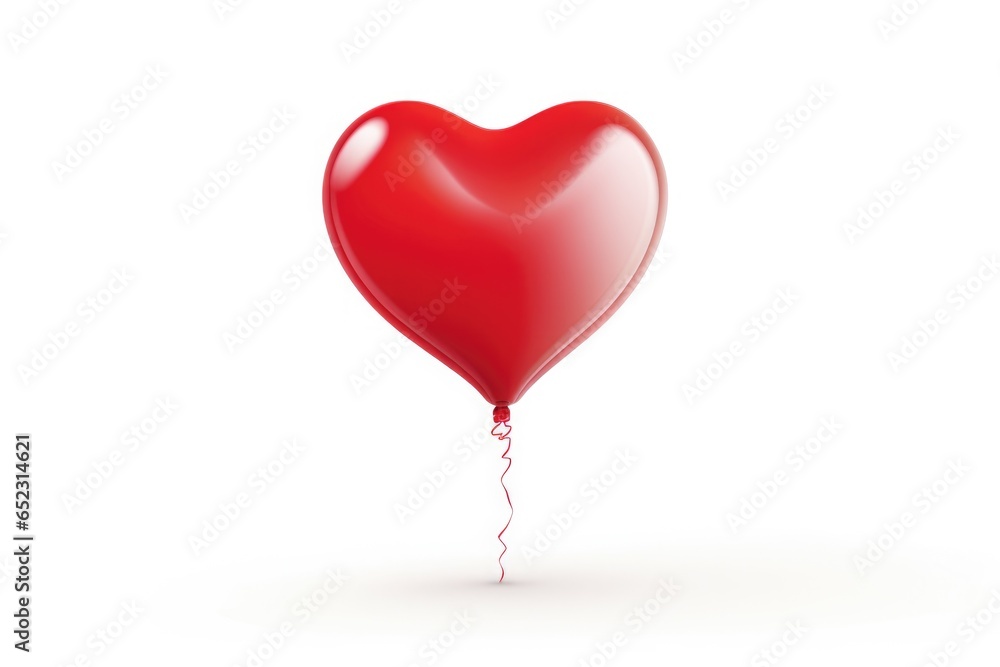 Red heart shaped balloon on white background