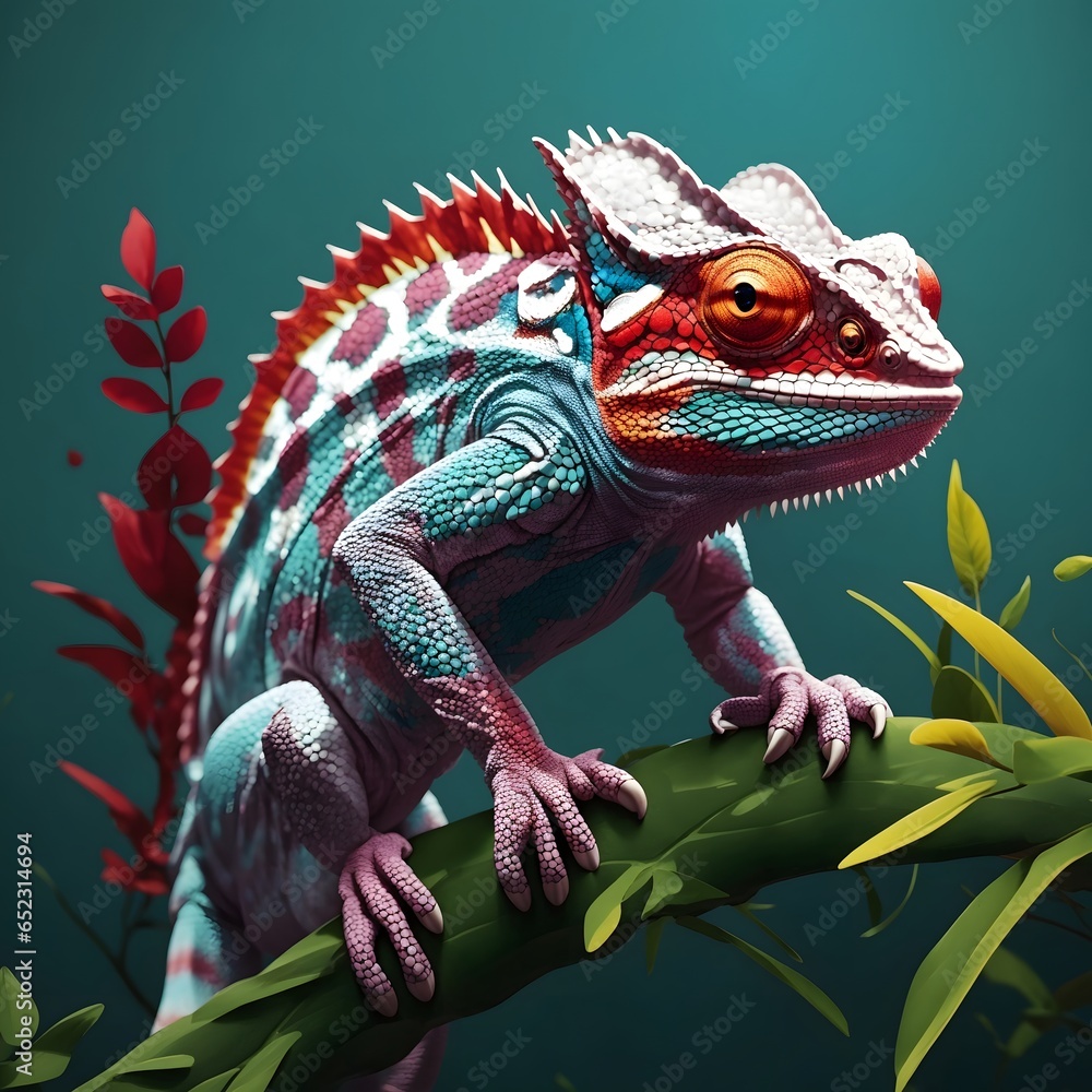 Fototapeta premium Chameleon illustration AI Generative