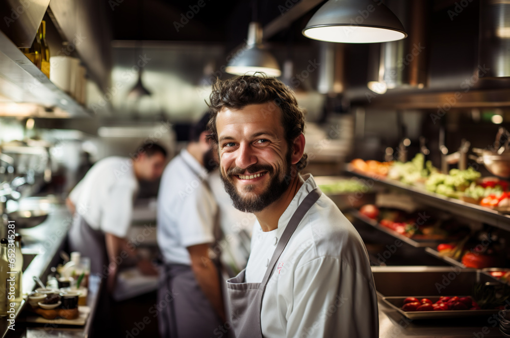 Fototapeta premium Photo of male chef in the restaurant