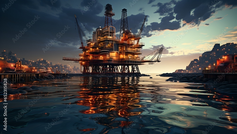 Obraz premium Oil platform, generative ai