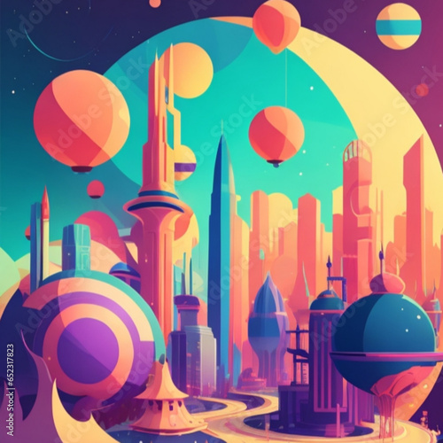 AI, generation, creation, city, building, landscape, architecture, cityscape, design, concept, illustration, planet 