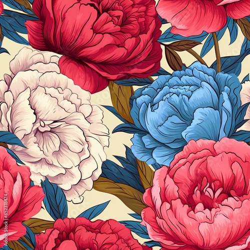 Portrait Roses and peonies pattern