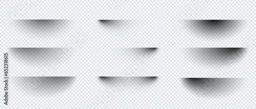 Shadows set isolated on transparent background. Circle shadow template.  Vector illustration