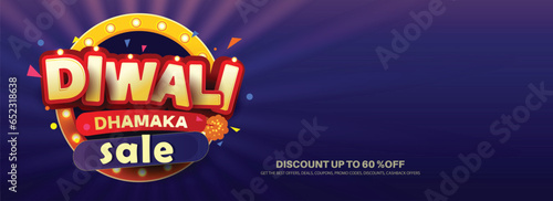 Happy Diwali festive sale greeting cards,banner with indian diya lamps and decorative background Vector illustration.