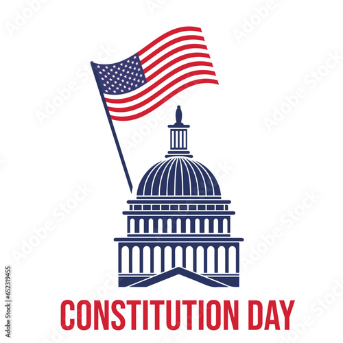 Happy constitution day united states vector illustration with american waving flag background