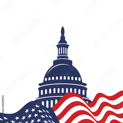 Happy constitution day united states vector illustration with american waving flag background