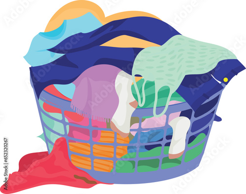 A laundry basket. Basket with linens, Laundry basket with dirty clothes. illustration in flat style.