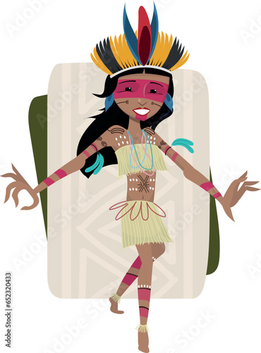 indigenous woman from a south american tribe, dancing. Body painted. Celebration, ritual. indigenous art.