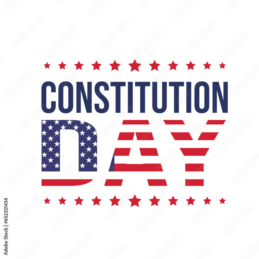 Obraz premium Happy constitution day united states vector illustration with american waving flag background